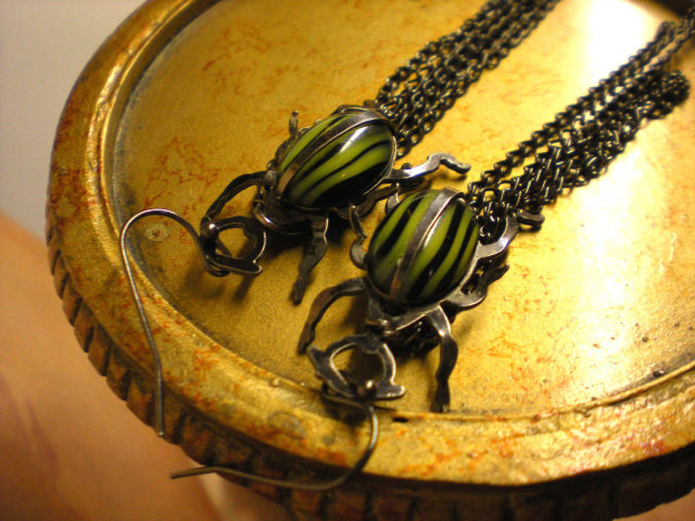 SIgned Aesthetic Scarab Earrings