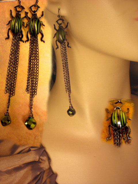 SIgned Aesthetic Scarab Earrings