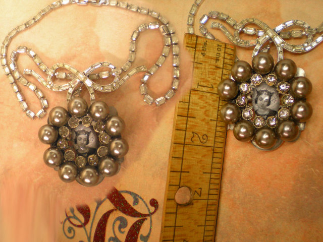 Vintage French Saint PEarl and rhinestone icon necklace