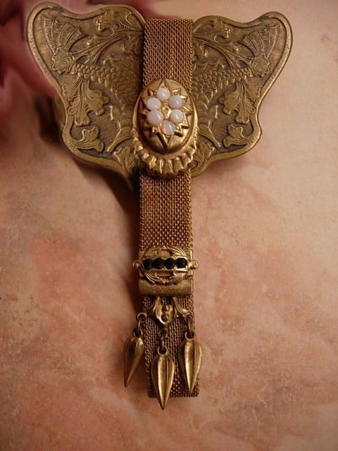 Antique Opal Victorian SLide Bracelet Mesh with tassels