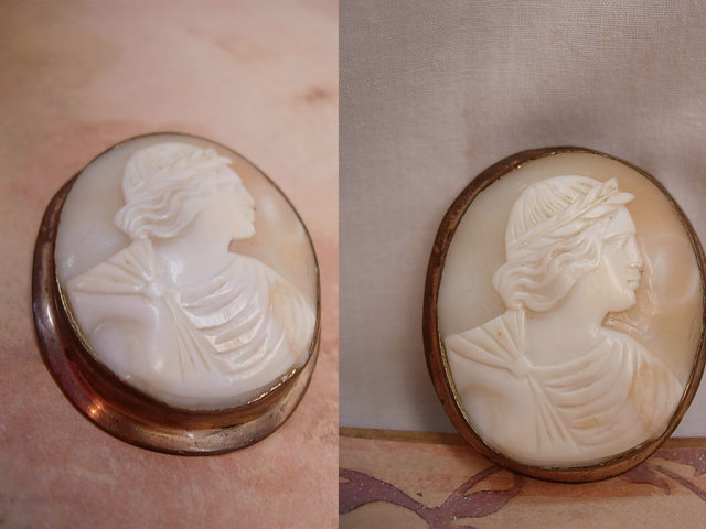 Large Antique Cameo BRooch of Apollo Victorian with laurel wreath