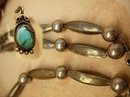 Sterling Indian Bear Claw Necklace with large beads and turquoise talisman pendant