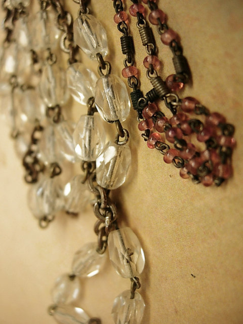 Vintage Rosary and Case locket necklace miniature childs inside Made in czechoslovakia