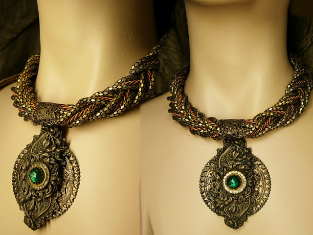 Gothic Baroque Renaissance collar necklace antique pendant snake necklace