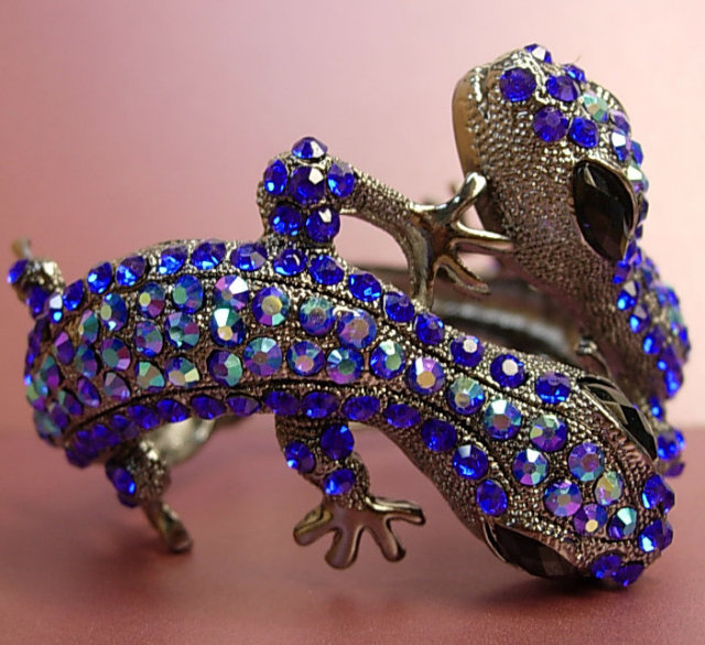 Brilliant Lizard rhinestone bracelet over 100 aurora borealis rhinestones PURE glitz