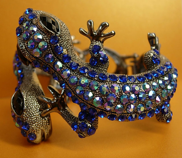 Brilliant Lizard rhinestone bracelet over 100 aurora borealis rhinestones PURE glitz