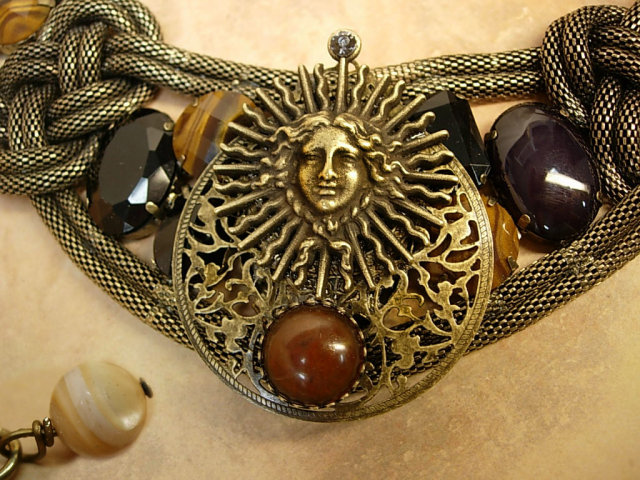 Medusa The guardian Collar necklace with huge stones and snake chain for the goddess in all of us