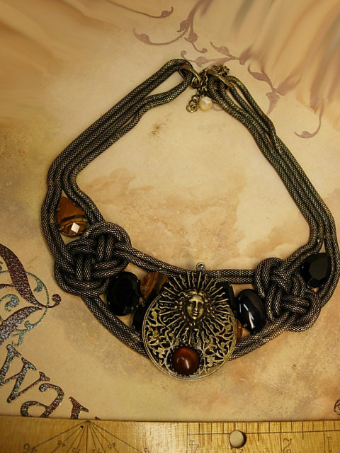 Medusa The guardian Collar necklace with huge stones and snake chain for the goddess in all of us