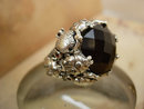 Bizarre Scarab beetle Gothic ring HUGE Blood red 14ct Garnet marcasites and sterling setting amulet