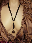 1915 3-D Liberty Head watch fob necklace on black silk ribbon sterling medallion