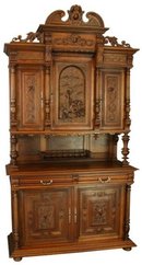 Antique French Renaissance Buffet Server Chariot Horses
