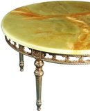 Vintage Large, Round French Country Coffee Table, Ornate Rococo Metal Base