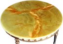 Vintage Large, Round French Country Coffee Table, Ornate Rococo Metal Base