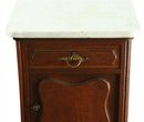 Vintage 1930 French Country Oak Nightstand/Accent Table, Louis XV, Marble Top