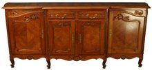 Vintage Carved Cherry Louis XV French Country Server Sideboard Bombe Curves