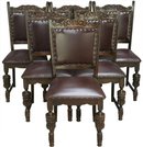 Vintage French Oak Dining Chairs Heavily Carved circa 1960 Set of 6