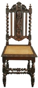 Set 6 Antique French Renaissance Hunting Dining Chairs Barley Twist Carved Oak