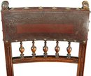 Set of 6 Antique French Renaissance Walnut Dining Chairs with Embossed Leather