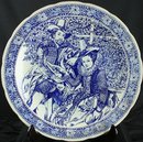 Vintage Blue Delft Plate of Peter Paul Rubens & Wife in the Honeysuckle Bower