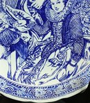 Vintage Blue Delft Plate of Peter Paul Rubens & Wife in the Honeysuckle Bower