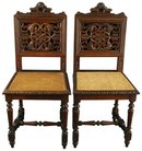 Set of 4 Ornately Carved Antique French Renaissance Henry II Oak Dining Chairs