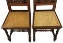 Set of 4 Ornately Carved Antique French Renaissance Henry II Oak Dining Chairs