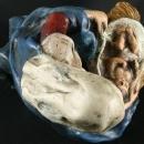 Antique French Chalkware Sculpture of Mother Madonna Swaddling the Christ Child