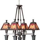 Dale Tiffany Mission Chandelier, Mica Bronze, Hand-Rolled Art Glass, 4-Light