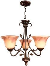 Dale Tiffany 3-Light Chandelier, Hand-Painted Art Glass, Floral/Leaf Motif