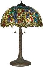 Floral Dale Tiffany Table Lamp, Hand-Rolled Art Glass, Bronze Verde Finish