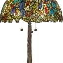 Floral Dale Tiffany Table Lamp, Hand-Rolled Art Glass, Bronze Verde Finish