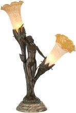 New Art Nouveau Bronze Nude Dale Tiffany Accent Lamp, Hand-Blown Art Glass