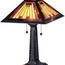 New Table Lamp Mica Bronze Dale Tiffany 2-Light Mission Resin Hand-Rolled DY-269