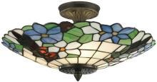 New Light Fixture Antique Brass Dale Tiffany 3-Light Pansy Hand-Rolled Ar DY-378