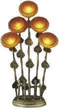 New Table Lamp Antique Brass Dale Tiffany 5-Light Reproduction Hand-Blown DY-598