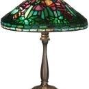 New Table Lamp Antique Verde Dale Tiffany 2-Light Reproduction Hand-Rolle DY-372