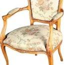 Vintage 1950 French Country Louis XV Arm Chair in Walnut with Floral Upholstery