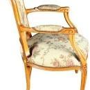 Vintage 1950 French Country Louis XV Arm Chair in Walnut with Floral Upholstery