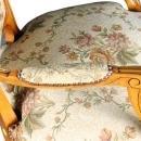 Vintage 1950 French Country Louis XV Arm Chair in Walnut with Floral Upholstery
