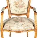 Vintage 1950 French Country Louis XV Arm Chair in Walnut with Floral Upholstery