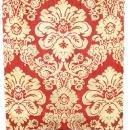 Vintage French Renaissance Dining Chairs, Red Patterned Brocade, Oak, Set/6