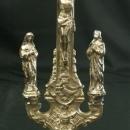 Antique Metal Standing Cross Crucifix, Symbols of 4 Evangelists, Mary & John