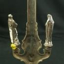 Antique Metal Standing Cross Crucifix, Symbols of 4 Evangelists, Mary & John