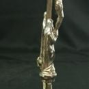 Antique Metal Standing Cross Crucifix, Symbols of 4 Evangelists, Mary & John