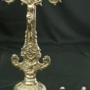 Antique Metal Standing Cross Crucifix, Symbols of 4 Evangelists, Mary & John