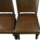 Set of 6 Antique French Renaissance Dining Chairs, Oak/Leather, 1900s France