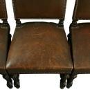 Set of 6 Antique French Renaissance Dining Chairs, Oak/Leather, 1900s France