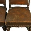 Set of 6 Antique French Renaissance Dining Chairs, Oak/Leather, 1900s France