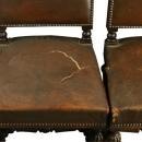 Set of 6 Antique French Renaissance Dining Chairs, Oak/Leather, 1900s France