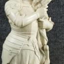 Antique French Statue, Large, Cream, Knight with Flag, Religious, Fleur-de-Lis